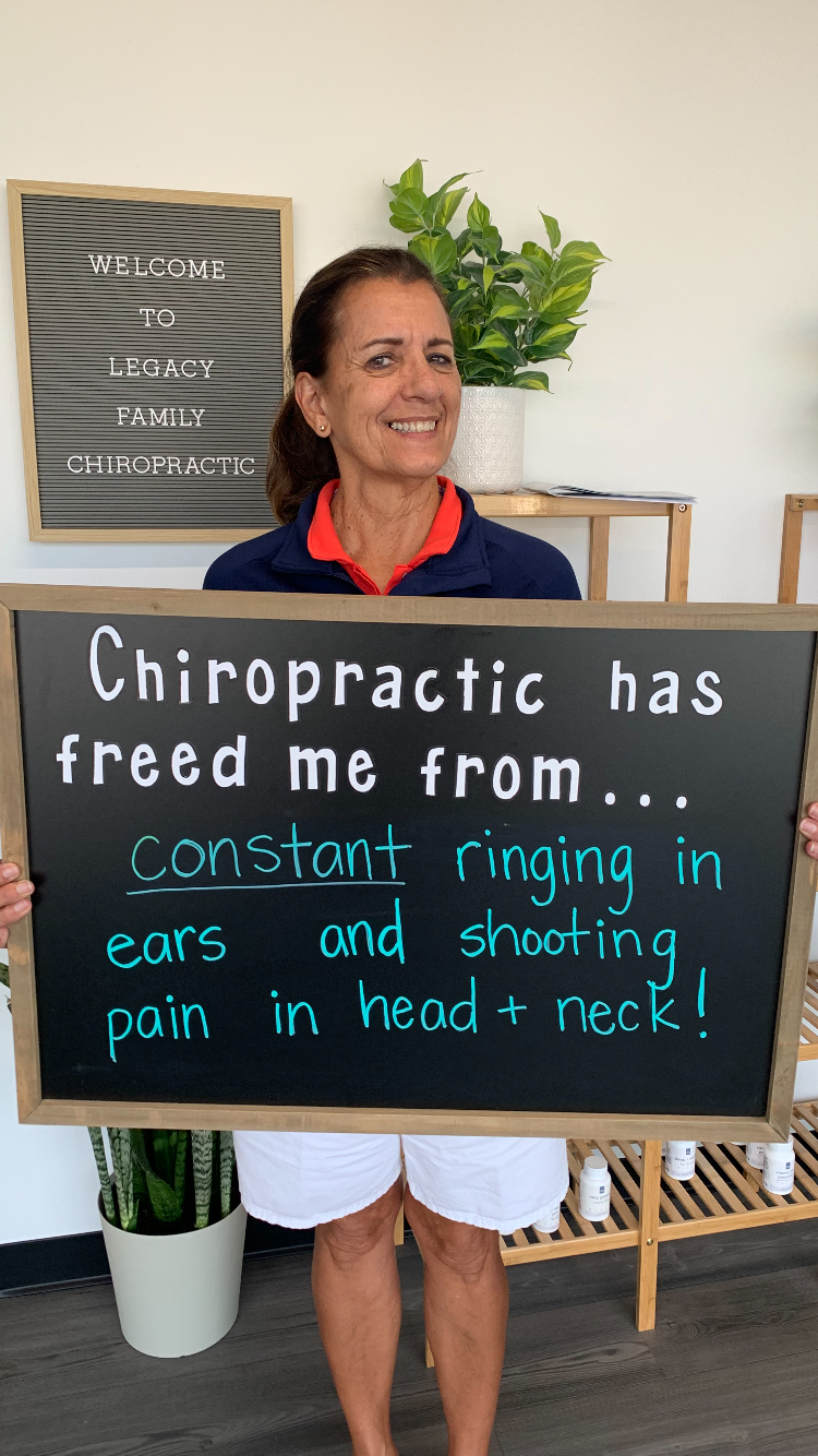 Legacy patient reporting freedom from ringing ears and shooting head and neck pain
