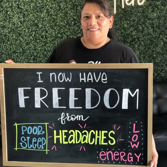 Legacy patient reporting freedom from poor sleep, headaches, and low energy
